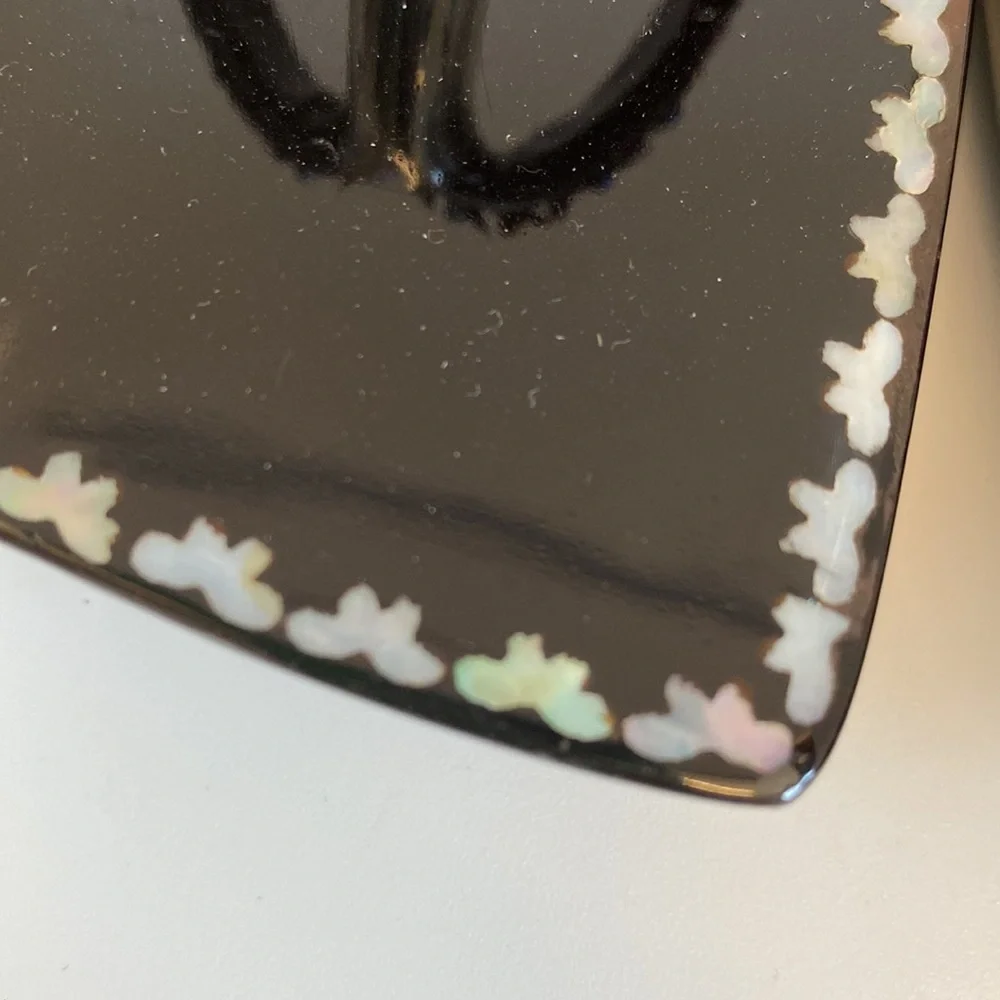 - New Asian Oriental Flip Flops Sandals MOP Inlay Black Lacquer Wood - Picture 8 of 9